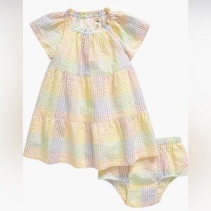 Tucker + Tate Color Blocked Tiered Cotton Sear Sucker Dress and Bloomers